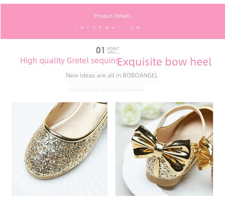 Aisha Gold Crystal Girls' Soft Flat Dance Dress Shoes - Princess Style