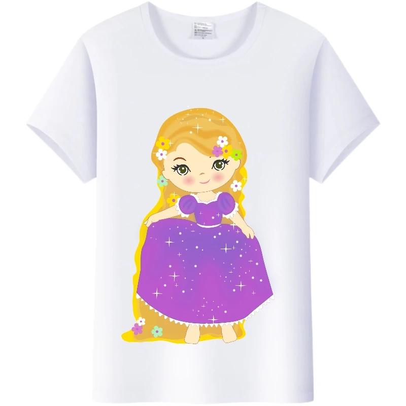 Disney Cartoon Women Blouses Tangled Princess T-shirts Summer Tops Korean Streetwear Y2k Harajuku Oversized Clothes Girl Tshirts