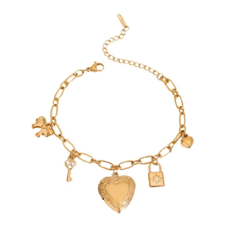 

Stylish Heart Frame Bracelet Adjustable Bracelet Pendant Bracelet Stainless Steel Texture Perfect for Party and Weddings