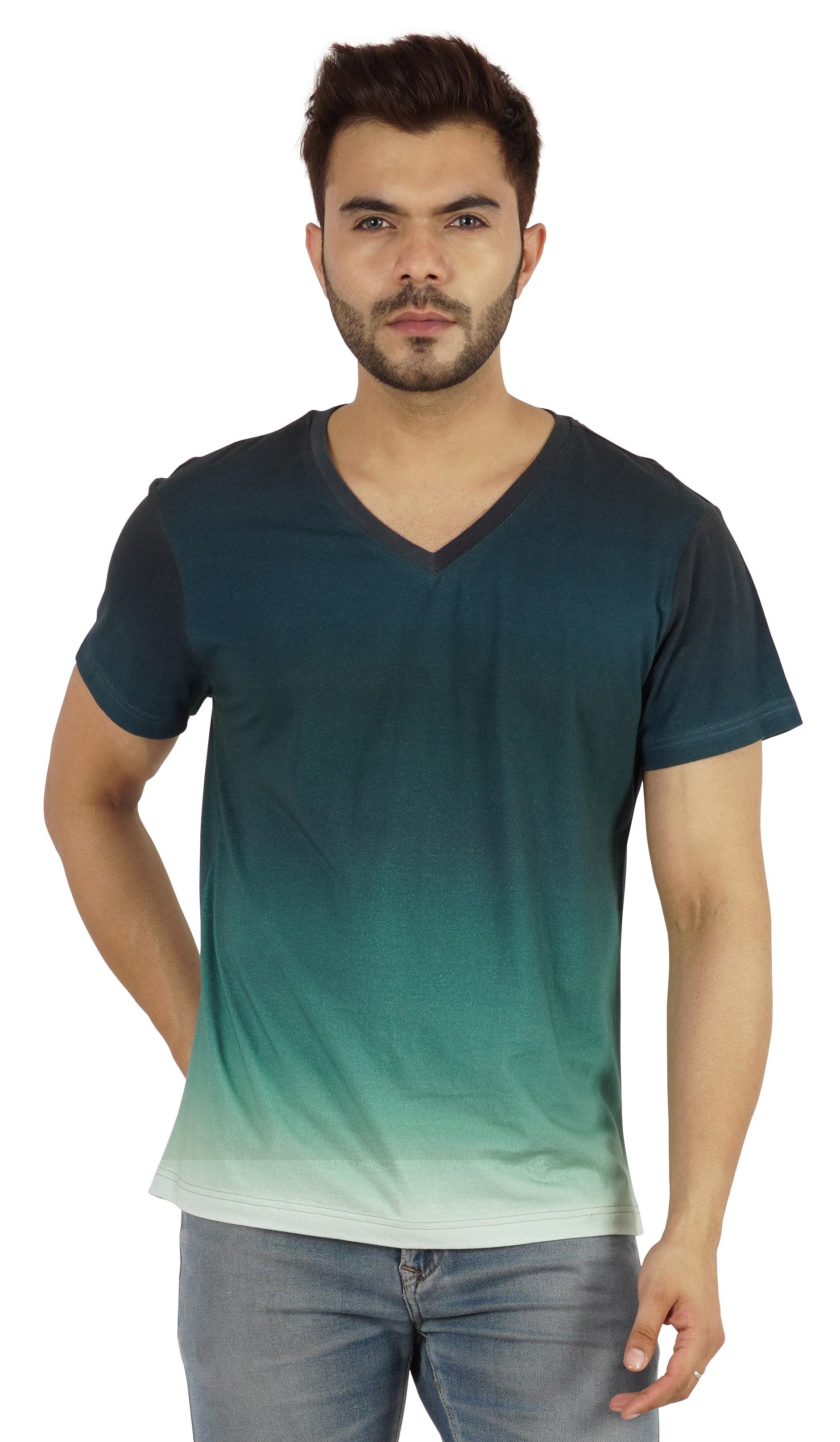 

Inkmeso Футболка стандартного крою Ombre для чоловічої однотонної повсякденної футболки з коротким рукавом XXL чирок зелений колір