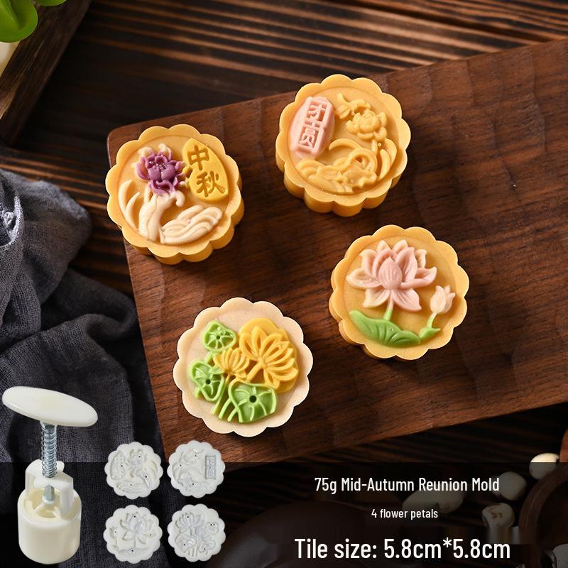 2025 National Style Mooncake Molds, Hand Press Ice Skin Pastry Tool for Home Baking