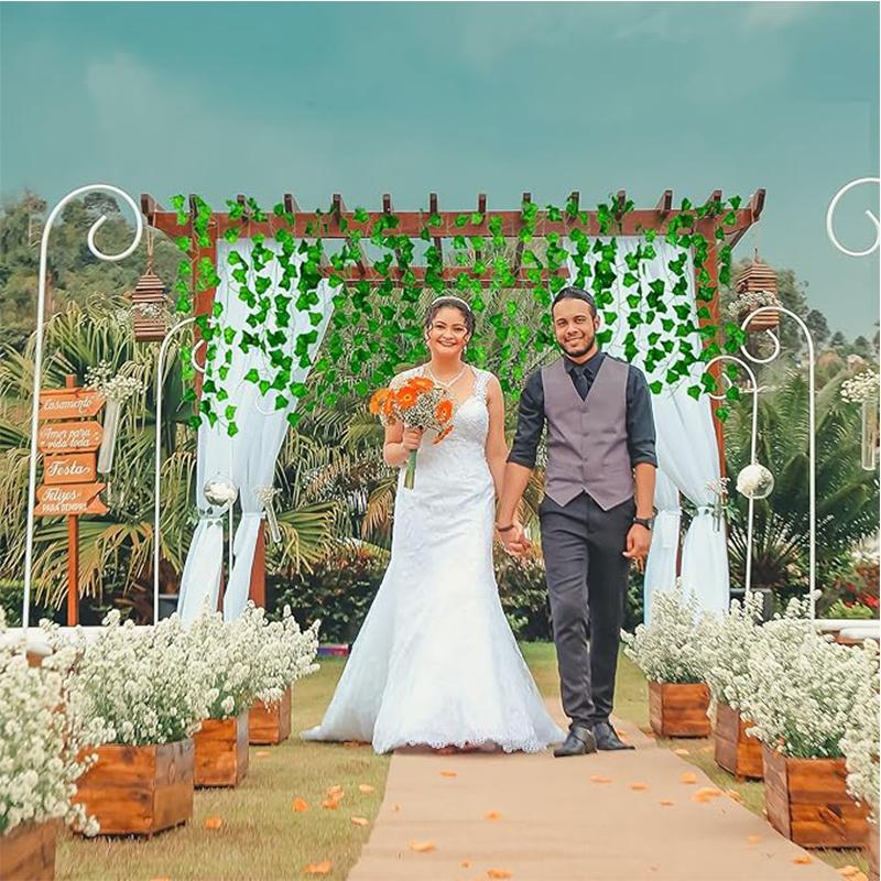 6/12Pcs 2.4M Artificial Plants Vine Fake Leaf Garland Hanging Wall Ornament Leaves Vine for Home Decor Garden Wedding Decoration