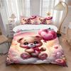 3pcs Anime Teddy Bear Heart Balloon Bedding Set - Includes One Quilt Cover and Two Pillowcases (No Core) - Polyester Fabric, Perfect for Bed