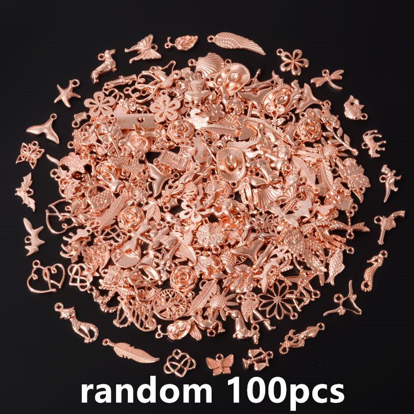 30/60/100 szt. Wielokolorowa Losowa Mieszanka Stop Metalowy Urocze Zawieszki Do Tworzenia Biżuterii Akcesoria Zwierzę Roślina Muszla DIY Bransoletki Wisiorek