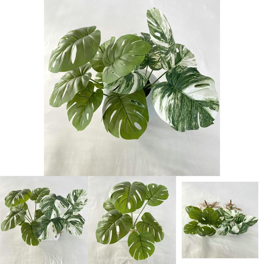 Grünes Künstliches Monstera-Blatt 7 Köpfe für Hawaiianische Party-Dekoration Home Styling