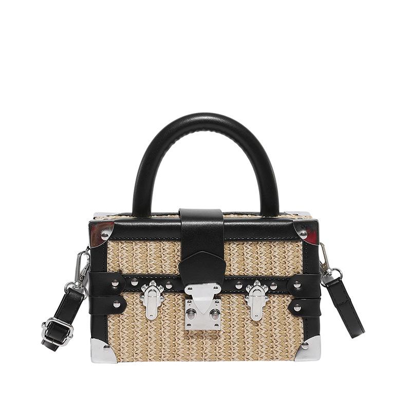 Woven straw bag women's 2025 new niche design messenger bag summer versatile high-end portable small square bag