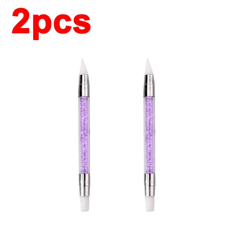 Rhinestone Applicator Pencil Dual-Ended Silicone Head Carving Dotting Pen Nail Dot Pen Stone Picker Refill Manicure Tools DB05