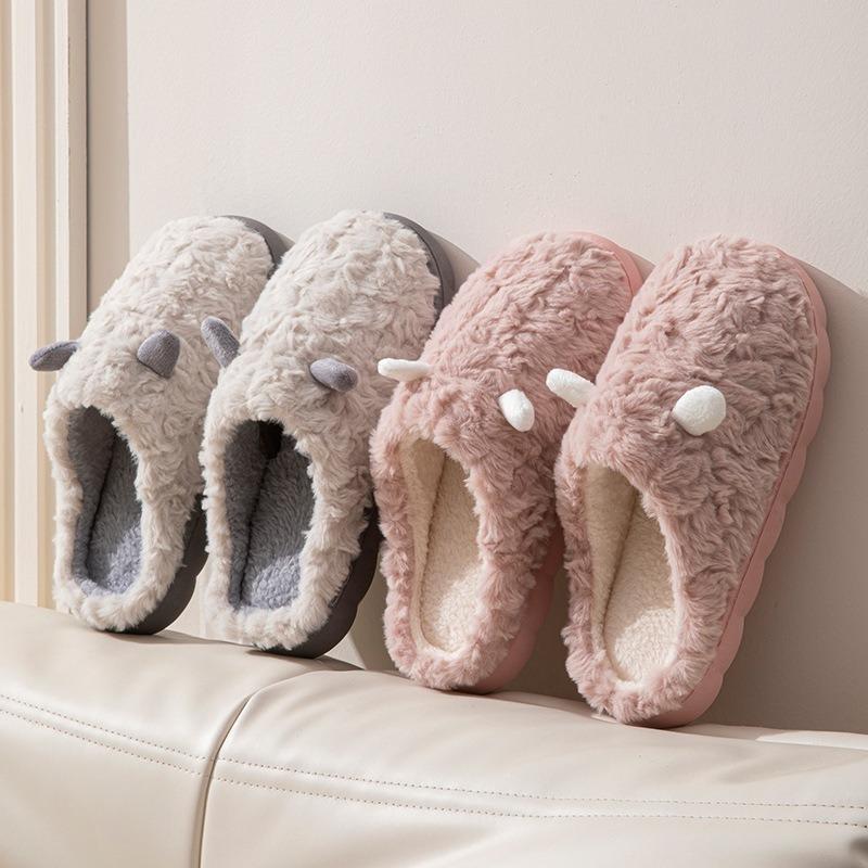 Autumn and Winter Thickened Non-slip Plush Cotton Slippers Women's Home Soft Bottom Warm Home Cute Men's Fluffy Shoes Couple