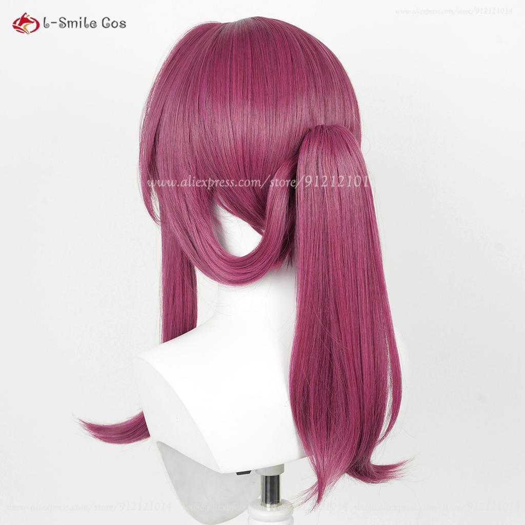 43cm Kafka Cosplay Wig Rose Purple Kafka Anime Wigs With Ponytail Clip Heat Resistant Synthetic Hair Halloween Wig + Wig Cap
