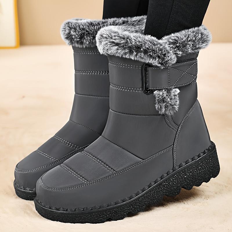 Bottes d'hiver épaisses pour femme, doublées de polaire, chaudes, bottines d'extérieur décontractées, bottes de neige tendance, chaussures de marche à la mode