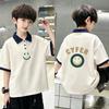 Korean Boys' Color Block Cotton Polo Shirt – Summer New Arrival in Medium & Large Sizes, Stylish Lapel with Short Sleeves
