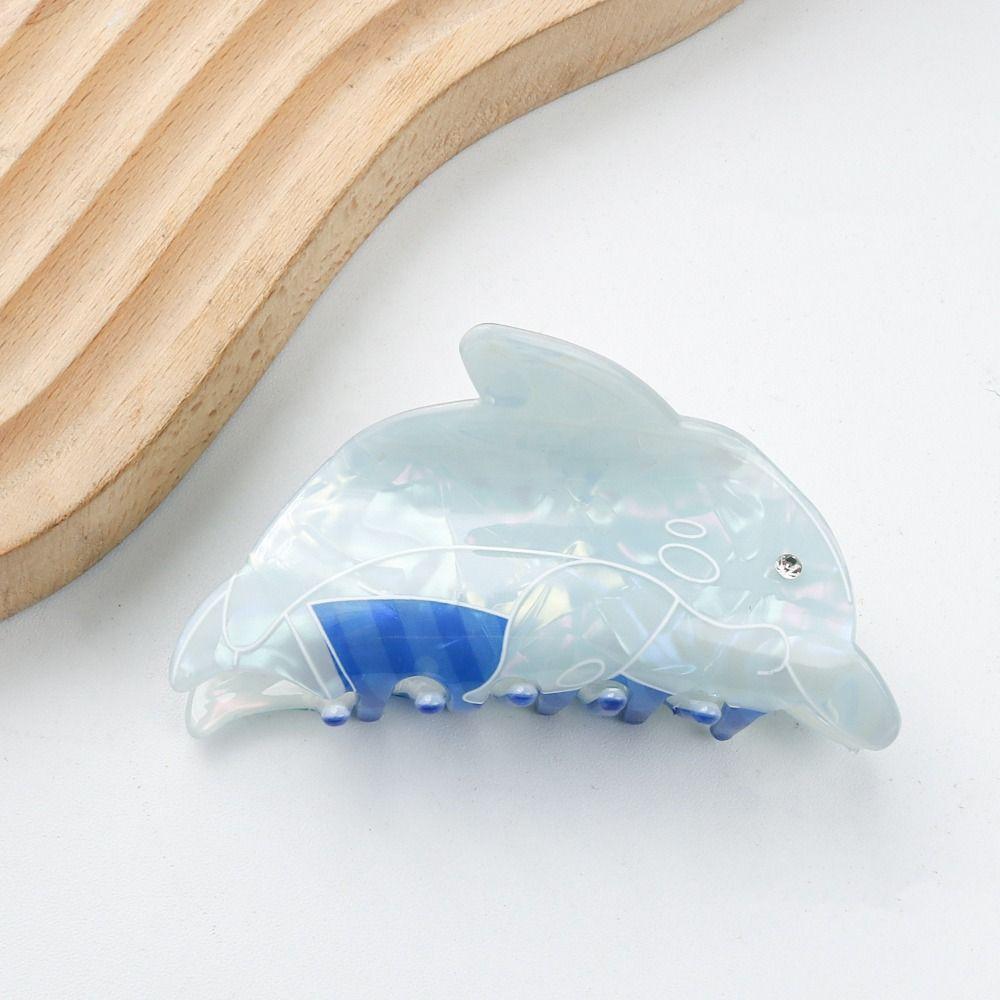 Whale Dolphin Hair Clip Blue Sea Creature Animal Hair Claw Creative   Girl
