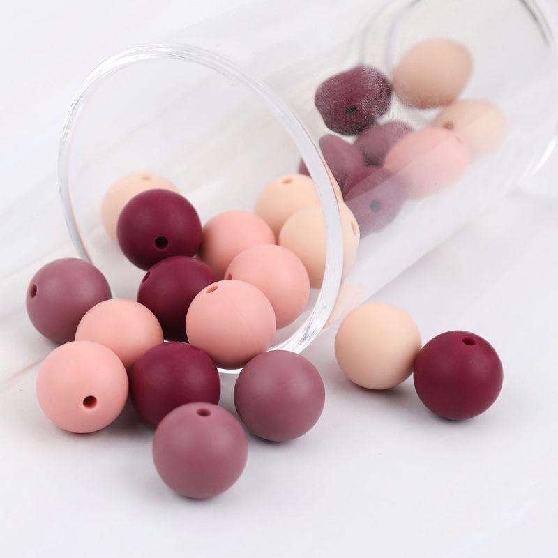 15mm 20pcs Silicone Beads Baby Teething Beads DIY Chewable Teether for Infant