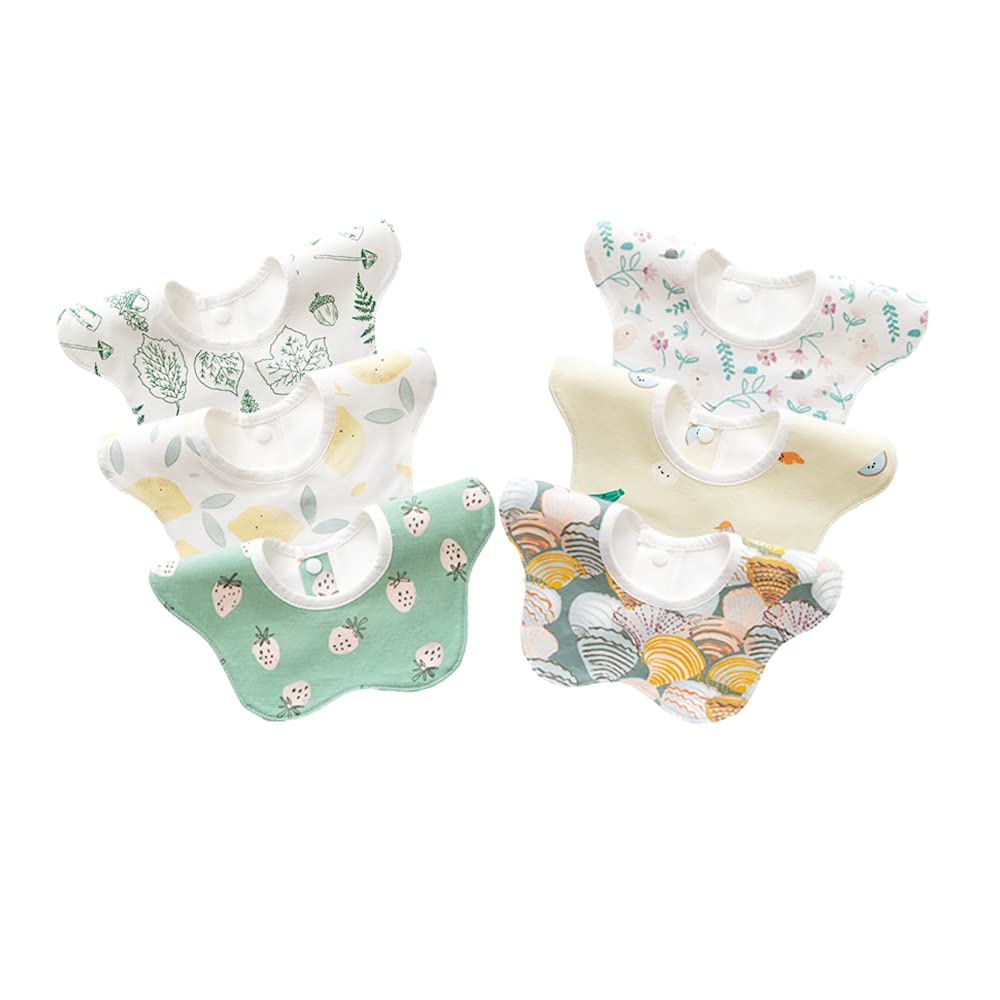 Baby Bib Set of Baby Aprons for Stylish Gift Elf-feer Bibs, 360, Waterproof, 6, Mealtimes, Petal-Shaped, (Color 4)