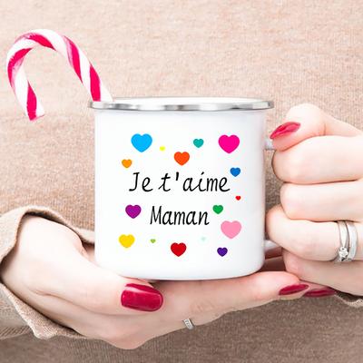 Creative Coffee Cups I Love You Mama Print Enamel Mug Camping Mugs Retro Handle Drinkware The Best Mother's Day Gifts for Women