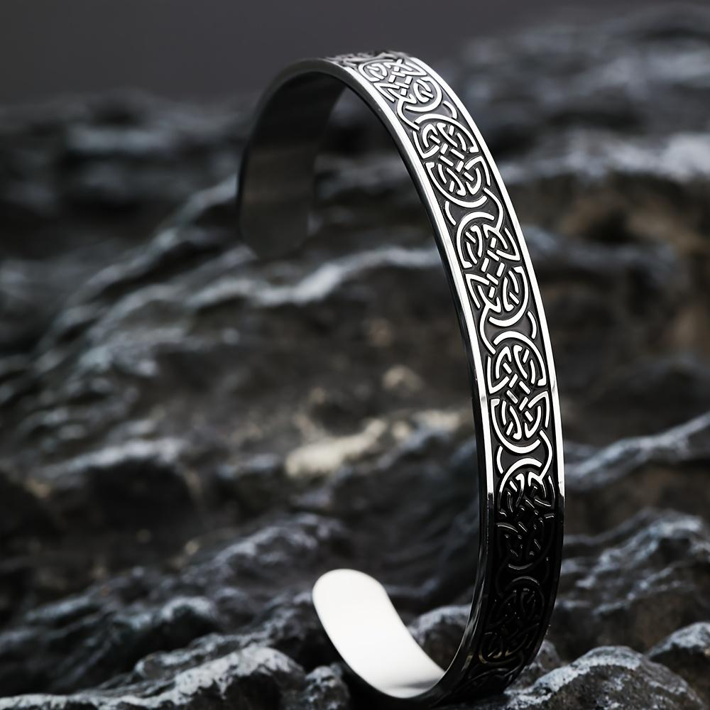 Stainless steel open bangle - Bohemian ethnic style jewelry, adjustable opening, simple and versatile. белый