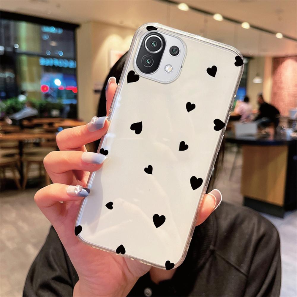 For Xiaomi Mi 14T 15T 13T 12T 10T 11T Pro 14 12 11 13 Lite 15 Note 10 Transparent Clear Cover TPU Silicone Heart Love Phone Case