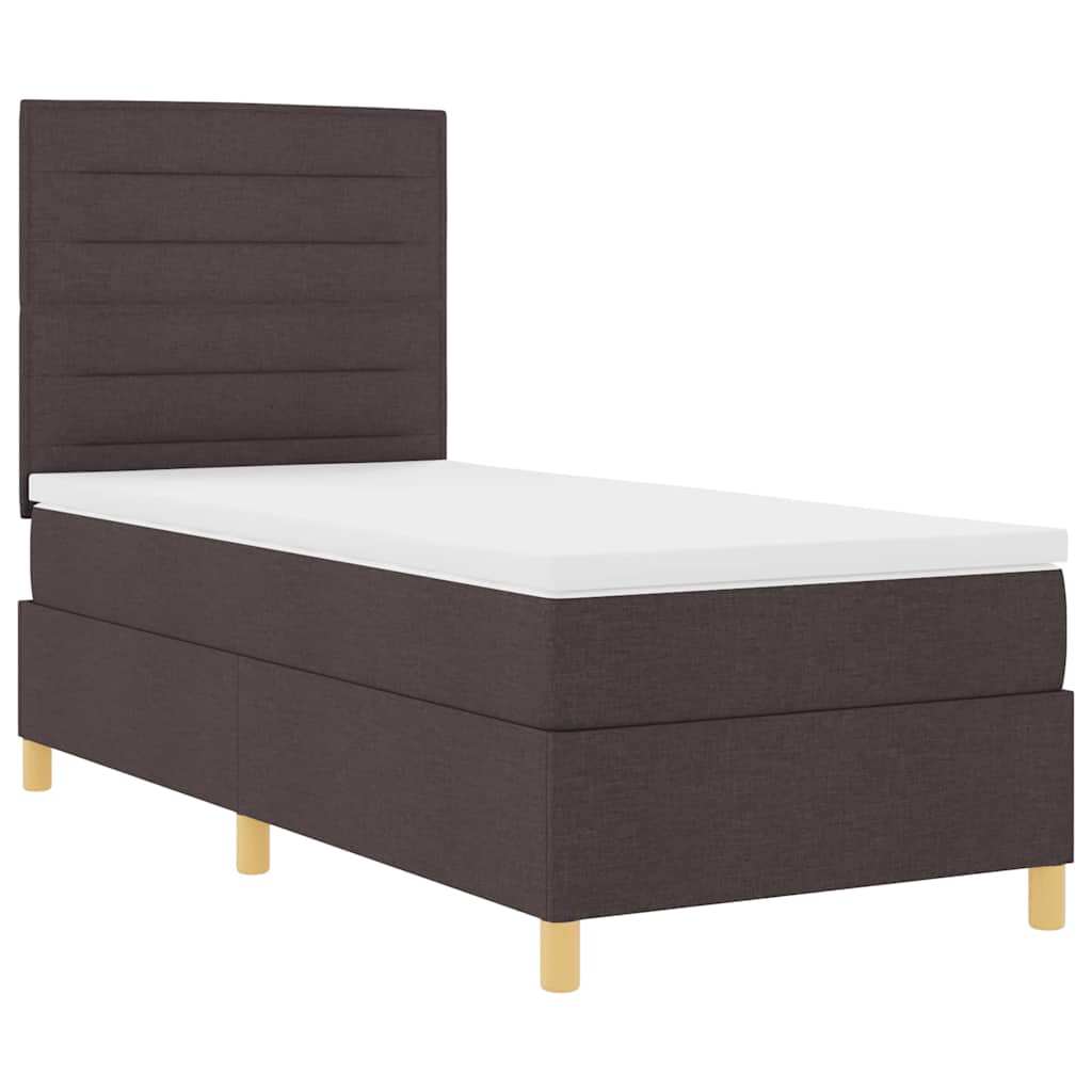 Boxspring bed with headboard Dark Brown 90 x 190 cm Fabric