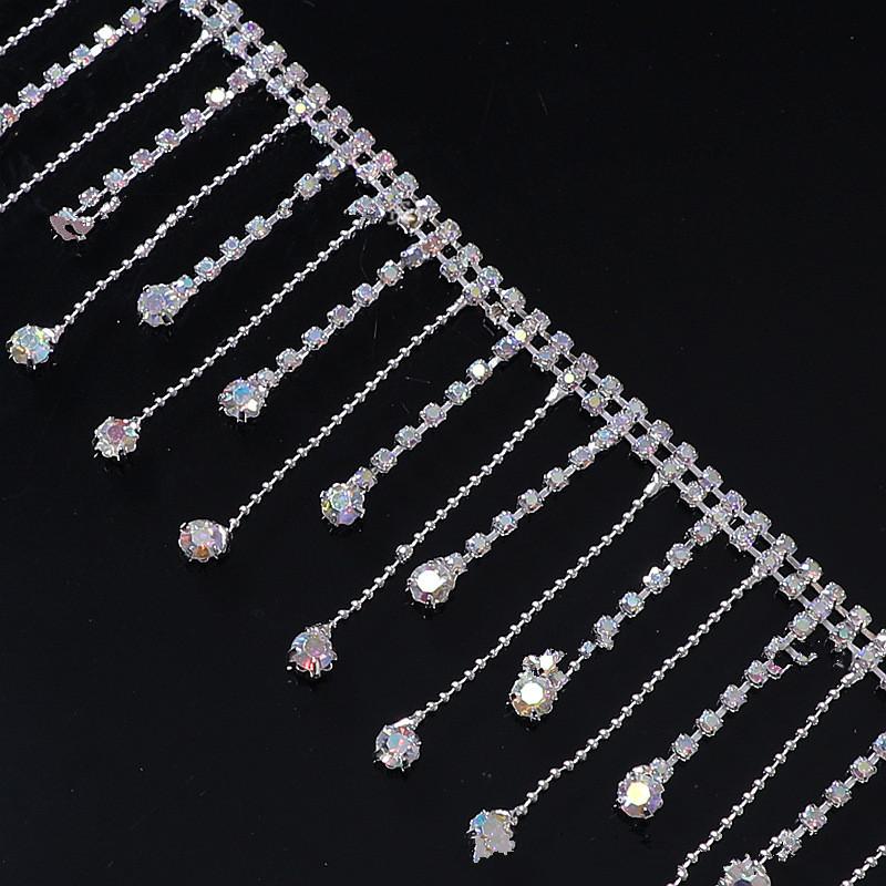 Drill Chain Fringe Crystal Rhinestone Waist Chain Tassel for Clothing Dress Accessories