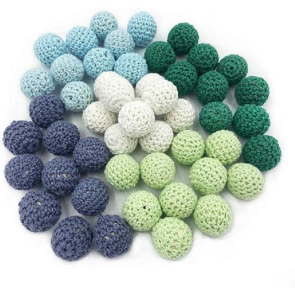 Wooden Cotton Crochet Beads 16mm 50pc Mix Color Beads for DIY Necklace Bracelet