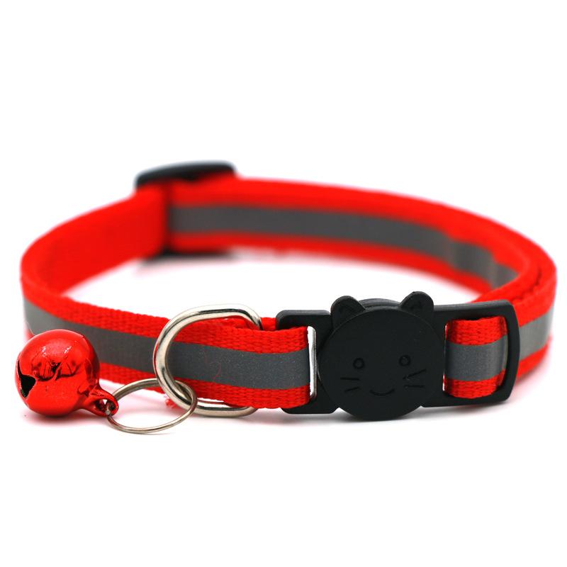 Pet Round Ear Cat Buckle Reflective Cat Head Safety Buckle Split Cat Dog Bell Necklace