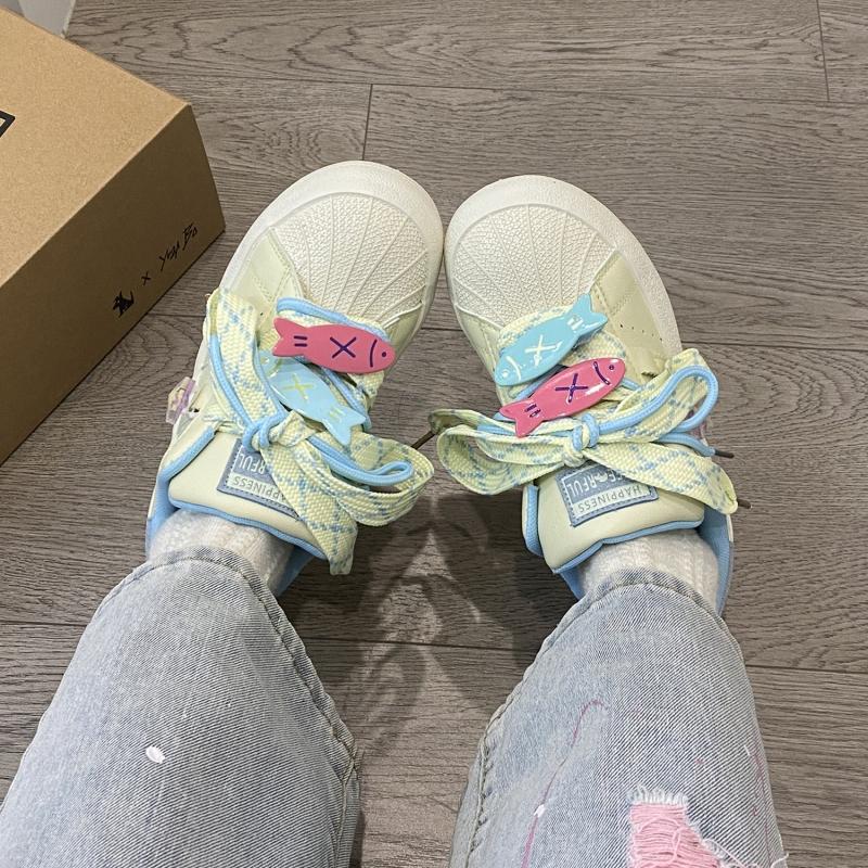 

Женские дизайнерские балетки на весну и осень, кроссовки для бега, легкие кроссовки с низким верхом для женщин, милые кроссовки для девочек с рыбками 20 жёлтый