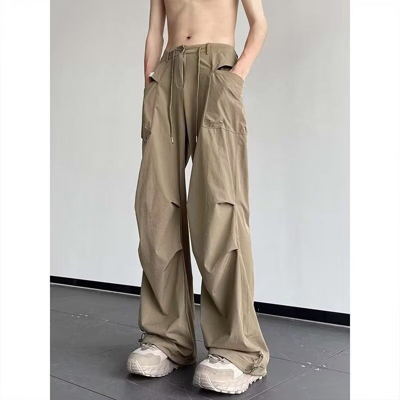 

Американские ретро брюки для рабочей одежды в стиле хай-стрит для мужчин, прямые, с широкими штанинами, повседневные, модные, длинные XXL дубильная кора