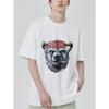 White T Shirt Bear Head With Red Bandana And Cigar Graphic Print Casual Streetwear For Men And Women