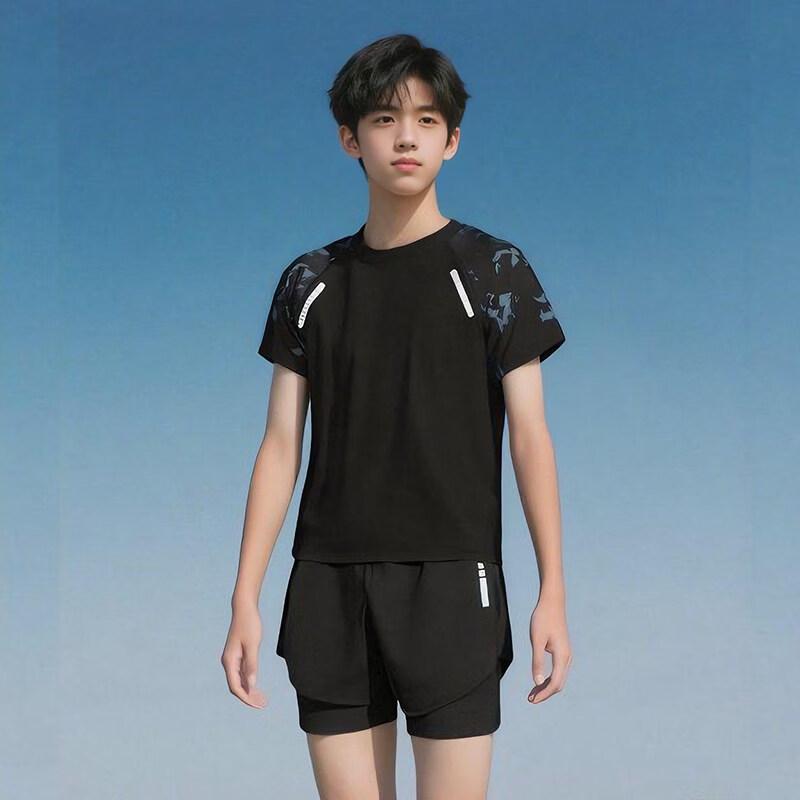Men s Short Sleeve Quick Dry Swimsuit Set 4XL