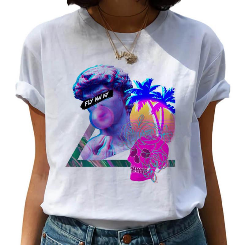 

Vaporwave Harajuku Hip Hop T Shirt Women Grunge Aesthetic Ullzang T-Shirt 90S Graphic Fashion Tshirt Streetwear Top Tees Female S білий