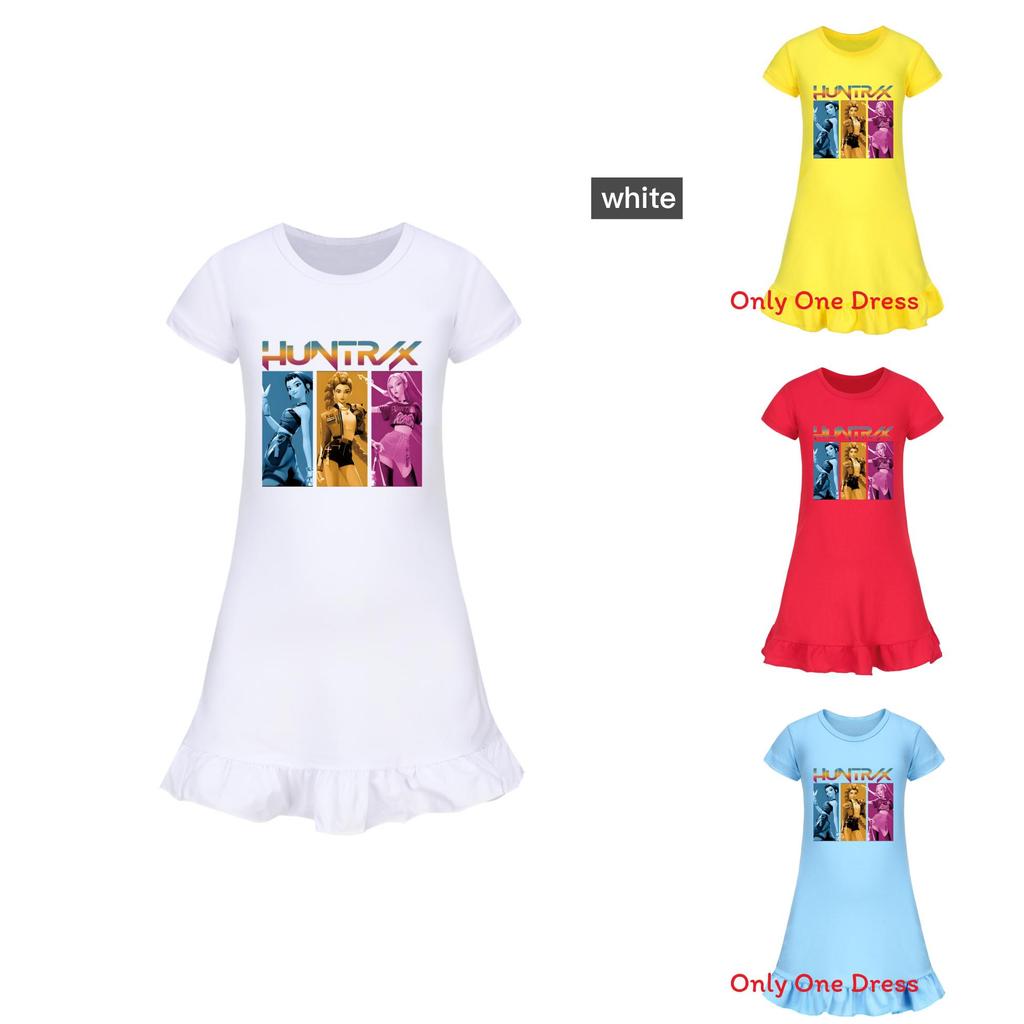 Kpop Demon Hunter Girl Short Sleeve Nightdress With Polyester Fabric For Teen Lounging