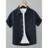 Foreign Trade Surplus Summer New All-Linen Short-Sleeve Shirt for Men, Loose Casual Half-Sleeve Shirt, Trendy Simple Top