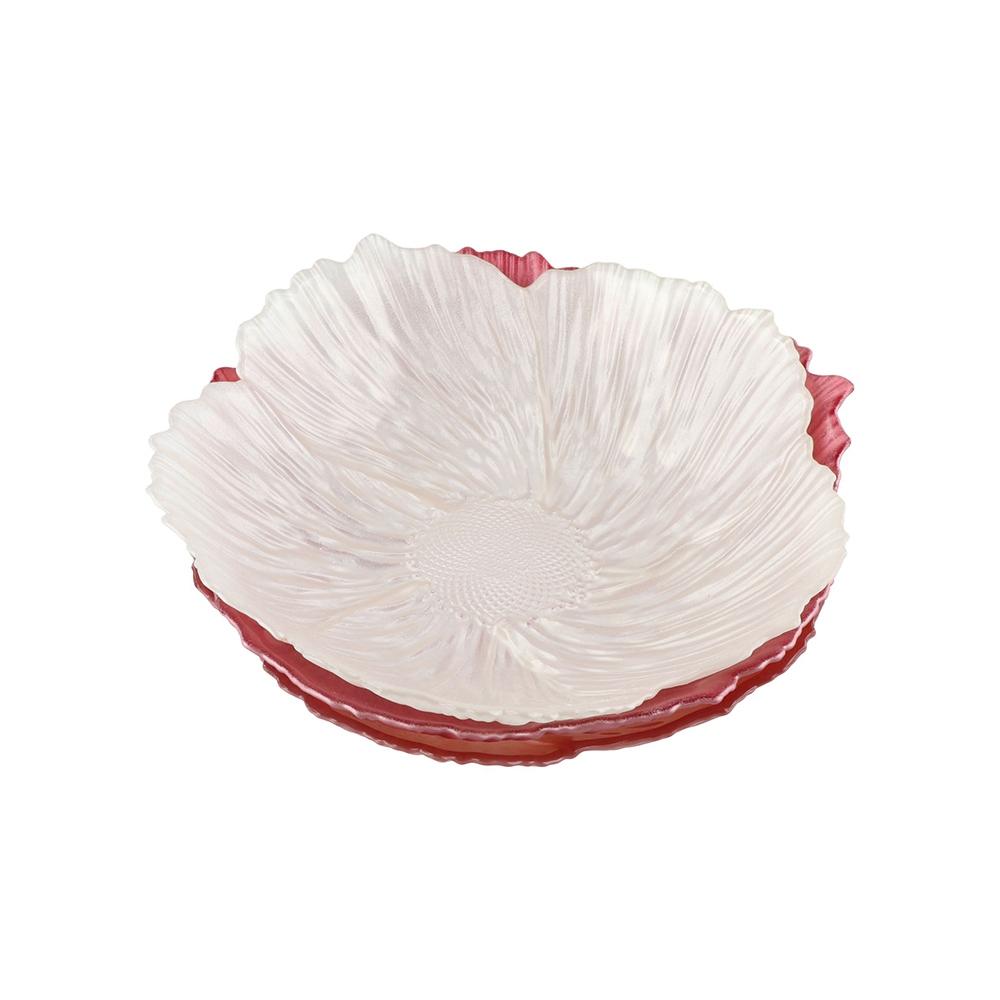 Flower-shaped Art Glass Bowl Crystal Glass Candy Tray Trinket Fruit Plates Bowl  Bread