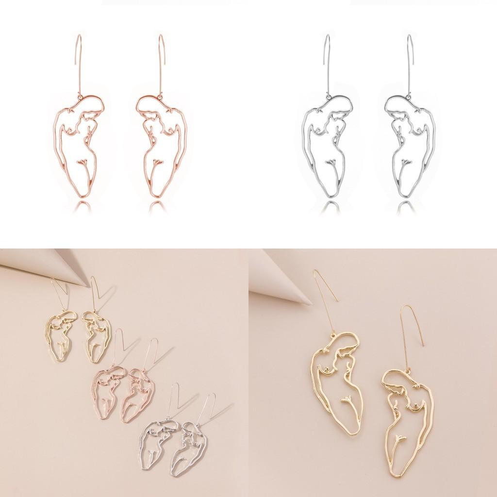 Fashionable Geometric Human Silhouette Earrings Simple Street Style Jewelry