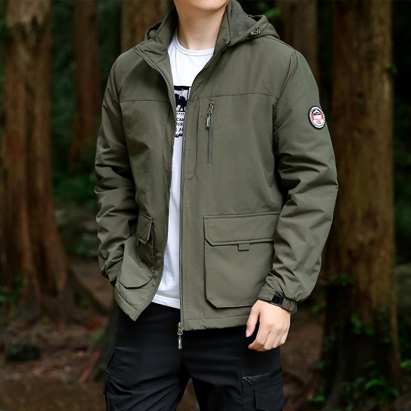 Autumn and Winter Men's Velvet Jacket Outdoor Thickened Windproof Jacket Sports Casual Loose Work Jacket Jacket