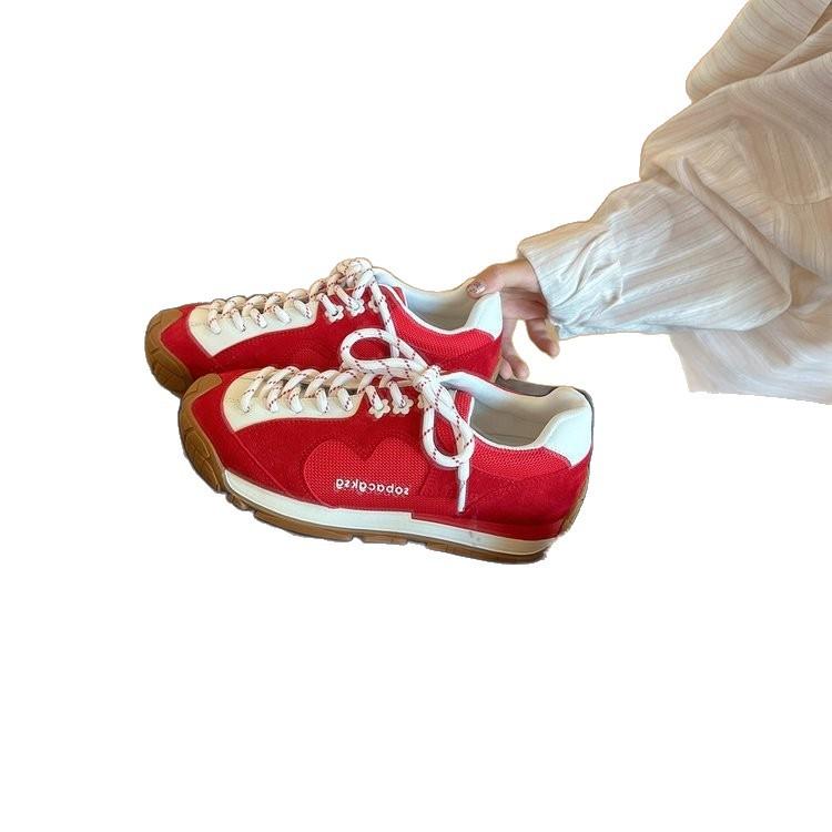 Retro Forrest Gump training shoes women's platform flower stray shoes 2025 new breathable versatile casual sports jogging shoes