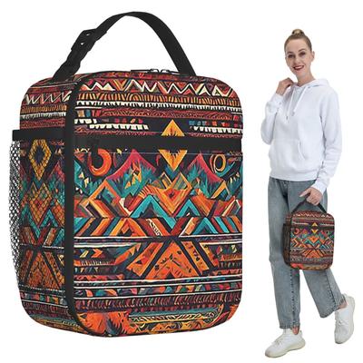 Painted Original Tribal Patterns Insulated Lunch Bag for Women Office Cooler Thermal Food Box Tote Lunch Boxes Container