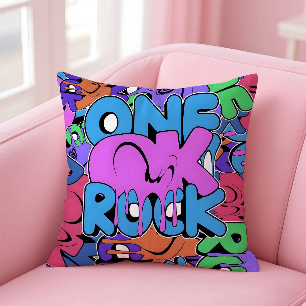 One Okband O-One Ok R-Rock Ambitions Pillow Case Pattern Printing Pillowcase Living Room Sofa Cushion Cover Bedroom Room Decor