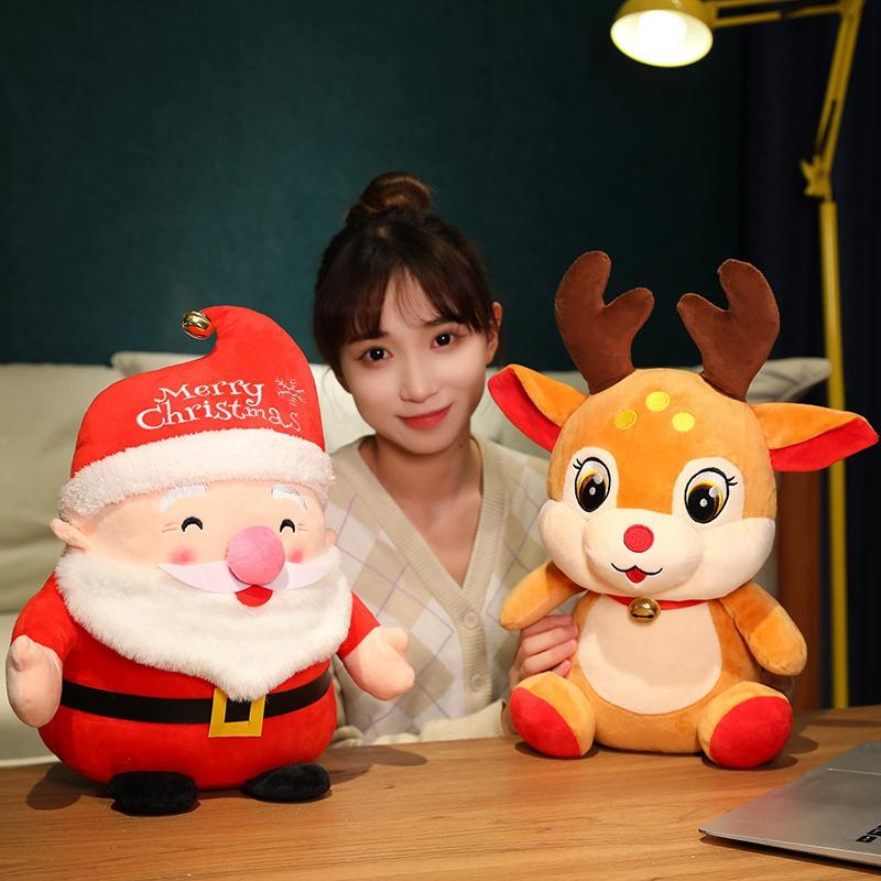 Cute Christmas Series Doll Santa Claus Elk Plush Toy Stuffed Soft Snowman Deer Toys for Kids Girls Xmas  Hallowmas Gift Party