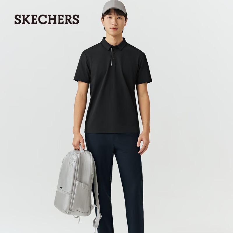 Skechers Men's Quick-Dry Knit Jacquard Polo Shirt