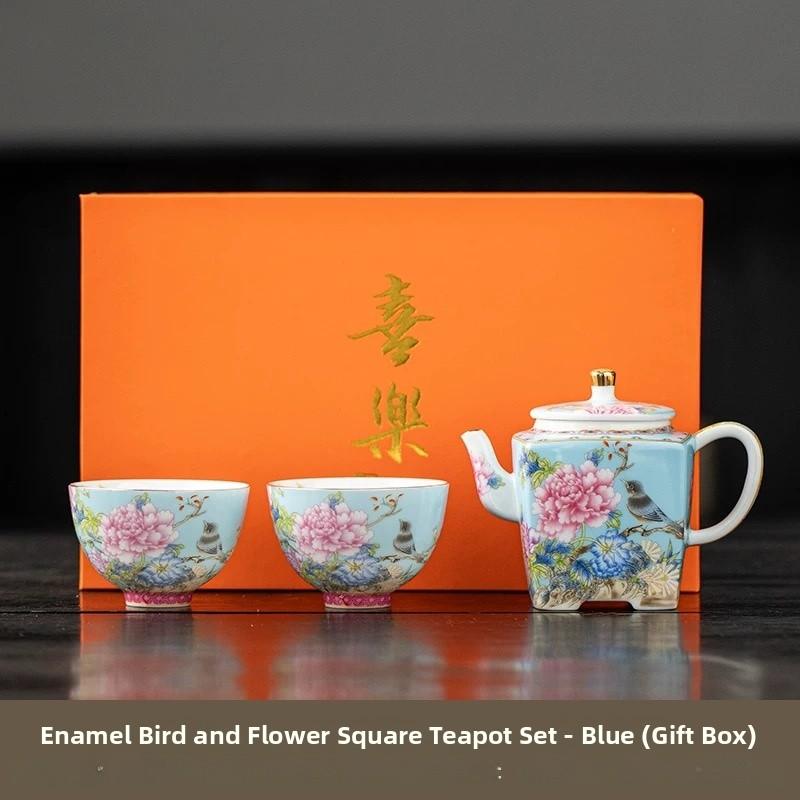Enamel Color Ceramic Tea Cup Gongfu Tea Set Home Use Drinking Cup Style Peony Handmade Craft High Temperature Glaze