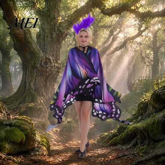 Unique Comic Exhibition Outfit Halloween Butterfly Wings Costume for Women, Adults Colorful Wing Props Cape Fairy Music Festivals, Cosplay Party Soft