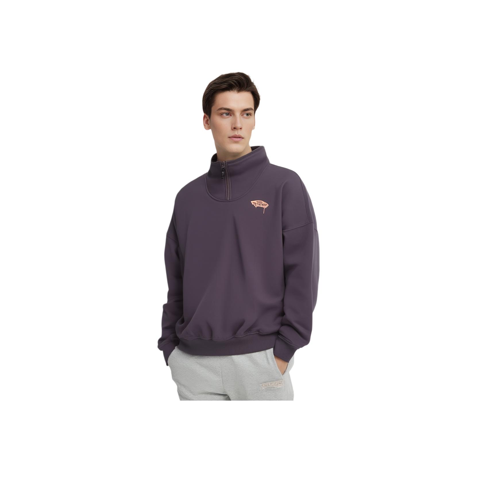 Vans Half Zip Fashion Versatile Pullover Long Sleeve Sweatshirt Unisex sweatshirt Gray Black VN000KCZ1O7 M