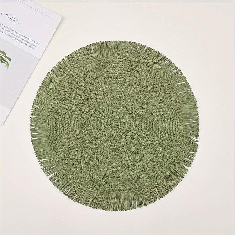 Круглые плетеные подставки под приборы в стиле бохо для обеденного стола — фото 10