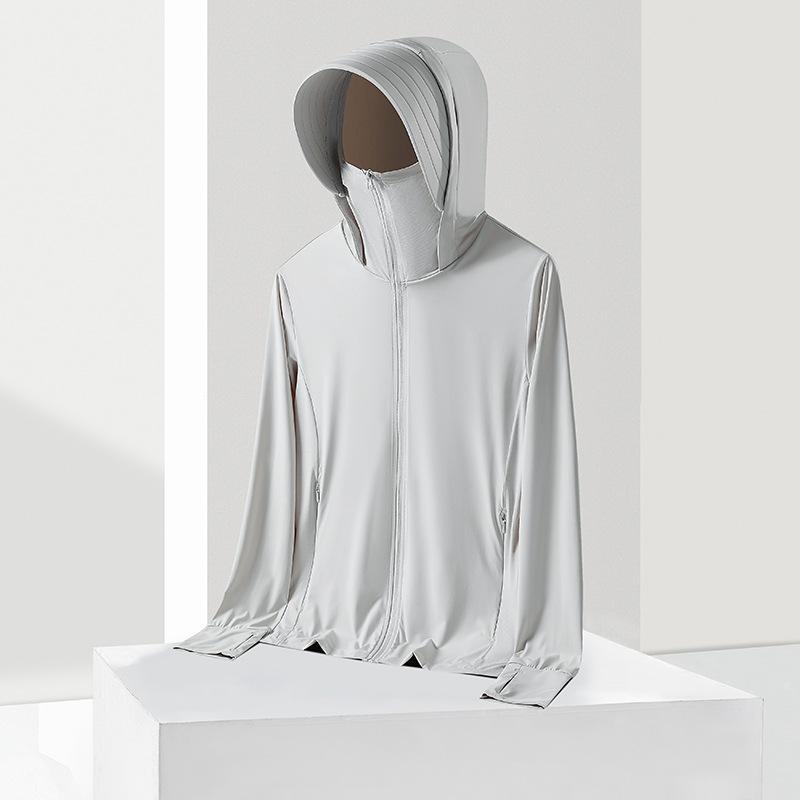 Raw yarn sunscreen clothing women's removable brim men's ice silk UPF + UV protection outdoor fishing sunscreen clothing