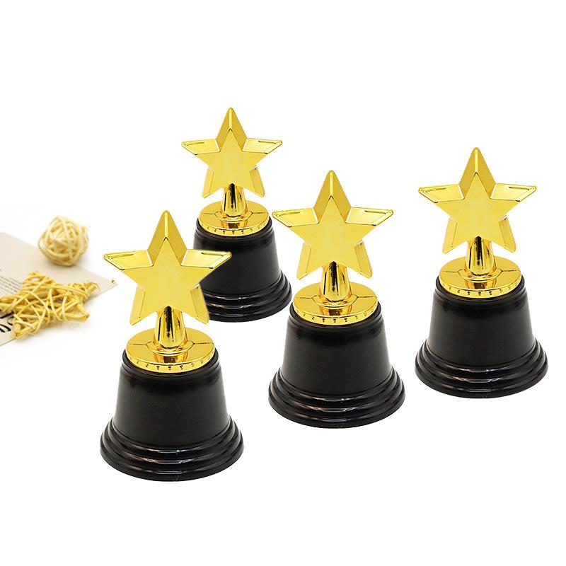 10pc Star Plastic Trophies, Golden Award Trophies for Competition Party Kids Adults