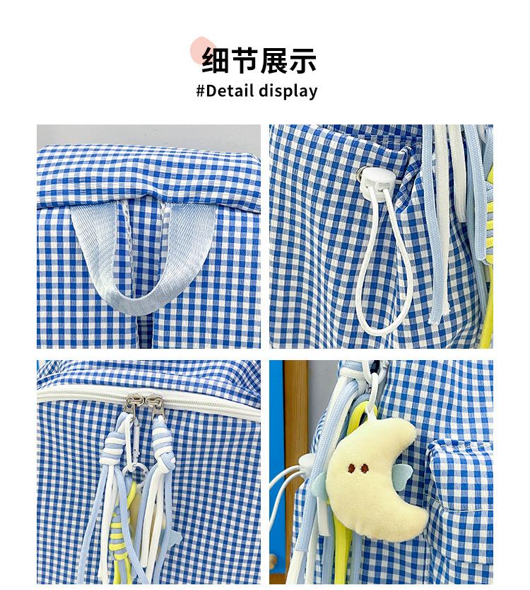 Schoolbag new ins cute plaid schoolbag female junior high school student Japanese small fresh backpack sweet girl backpack