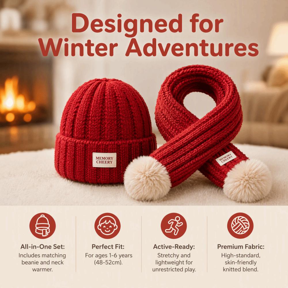 Knitted Kids Hat Scarf Set Soft Baby Beanie Hat New Children Winter Hat  Cold Weather Accessories