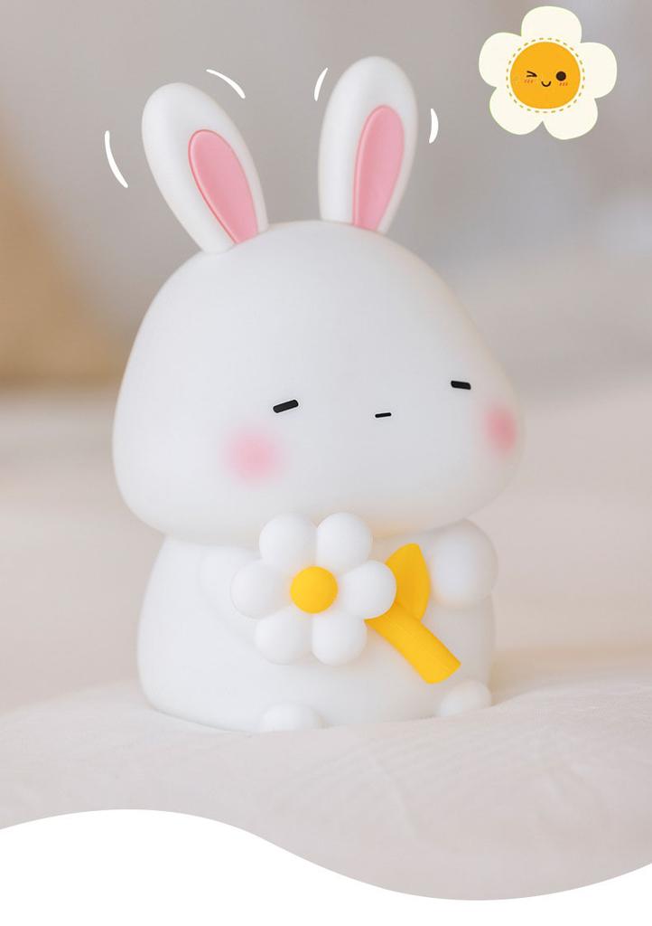 Xiaomi Cute Rabbit Silicone LED Night Light For Kids Children USB Rechargeable Cartoon Animal Bedroom Touch Night Lamp Dropshipping