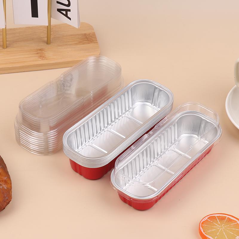

10Pcs Mini Loaf Baking Pans With Lids Rectangle Aluminum Foil Baking Box Cake Pan Muffin Liners Cups Baking Tray Bakeware
